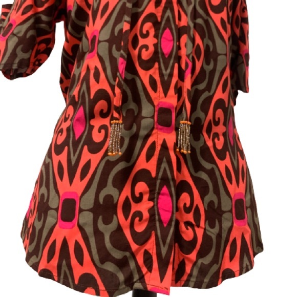 ESCAPADA Abstract Retro Vintage Inspired Design Beaded Tassel Shirt Sz XS EUC - Picture 5 of 13